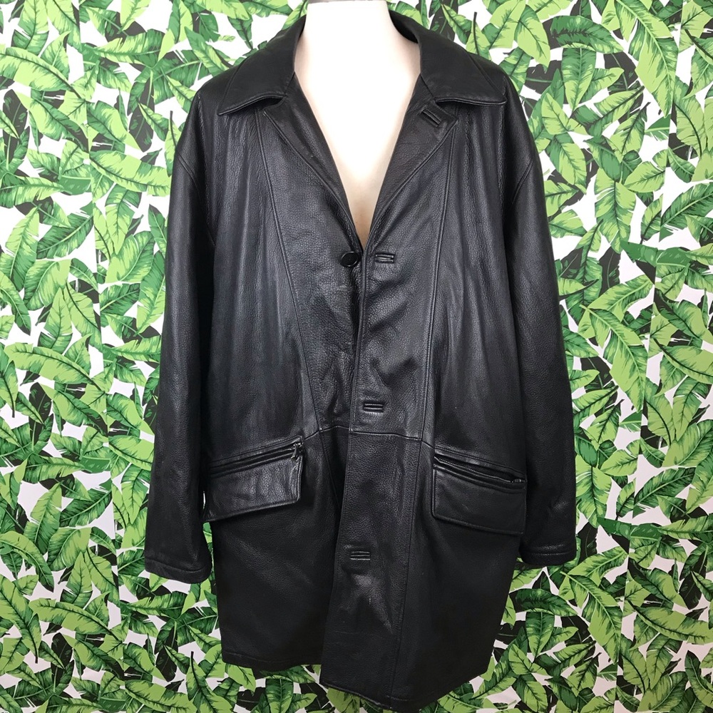 Paul Zileri Black Leather 3 Button Jacket